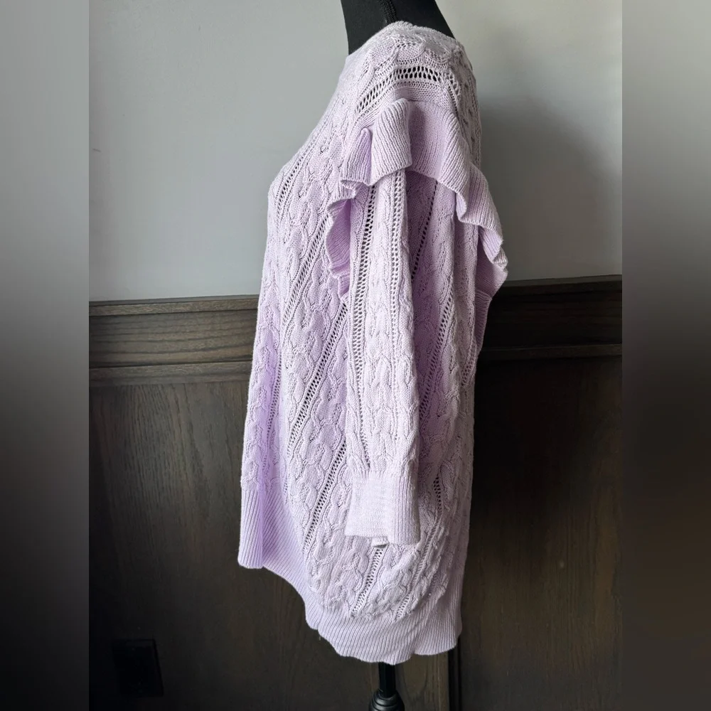Design 365 Lilac purple Cable Knit Women's Sweater 3/4 sleeves 2X - Picture 2 of 6